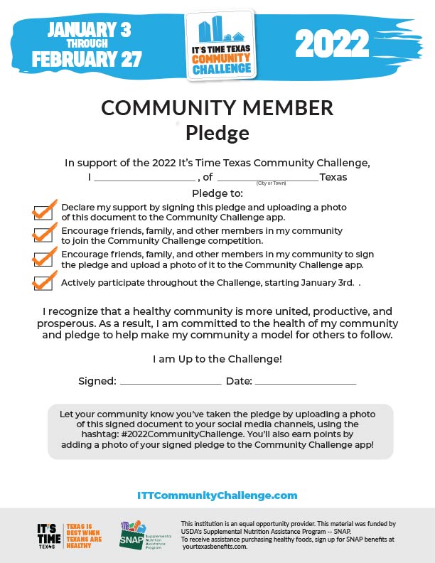 Community Member Pledge - It's Time Texas Community Challenge