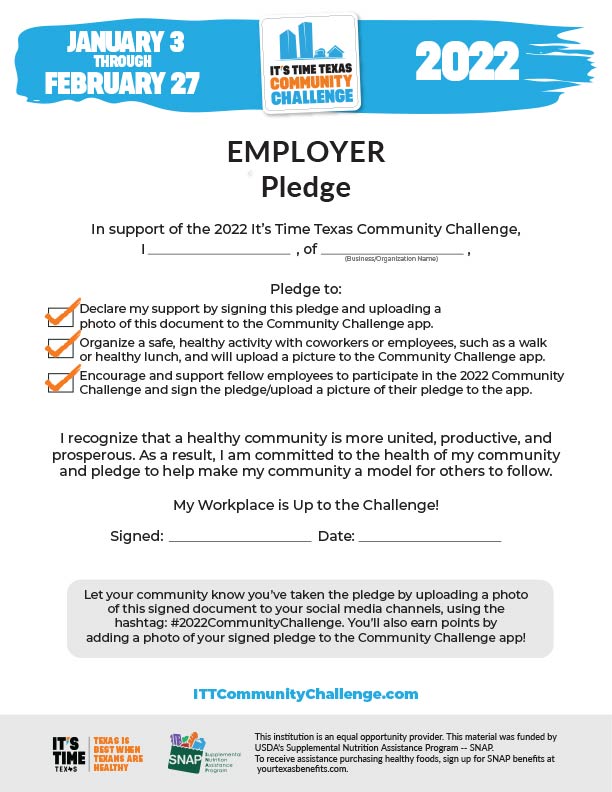 Employer Pledge - It's Time Texas Community Challenge