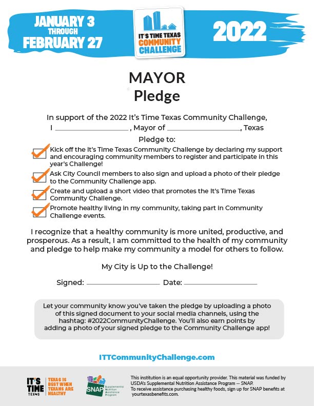 Promesa del alcalde - Es hora del desafío comunitario de Texas